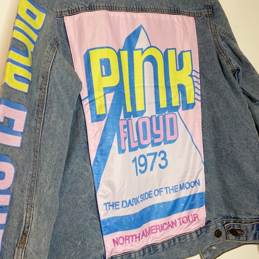 Pink Floyd Back Patch Denim Jacket Dark Side of The Moon Small - Picture 6 of 6
